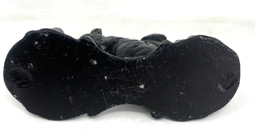 Vintage Squirrel Nutcracker on Tray with Tail Handle Pull Black Metal