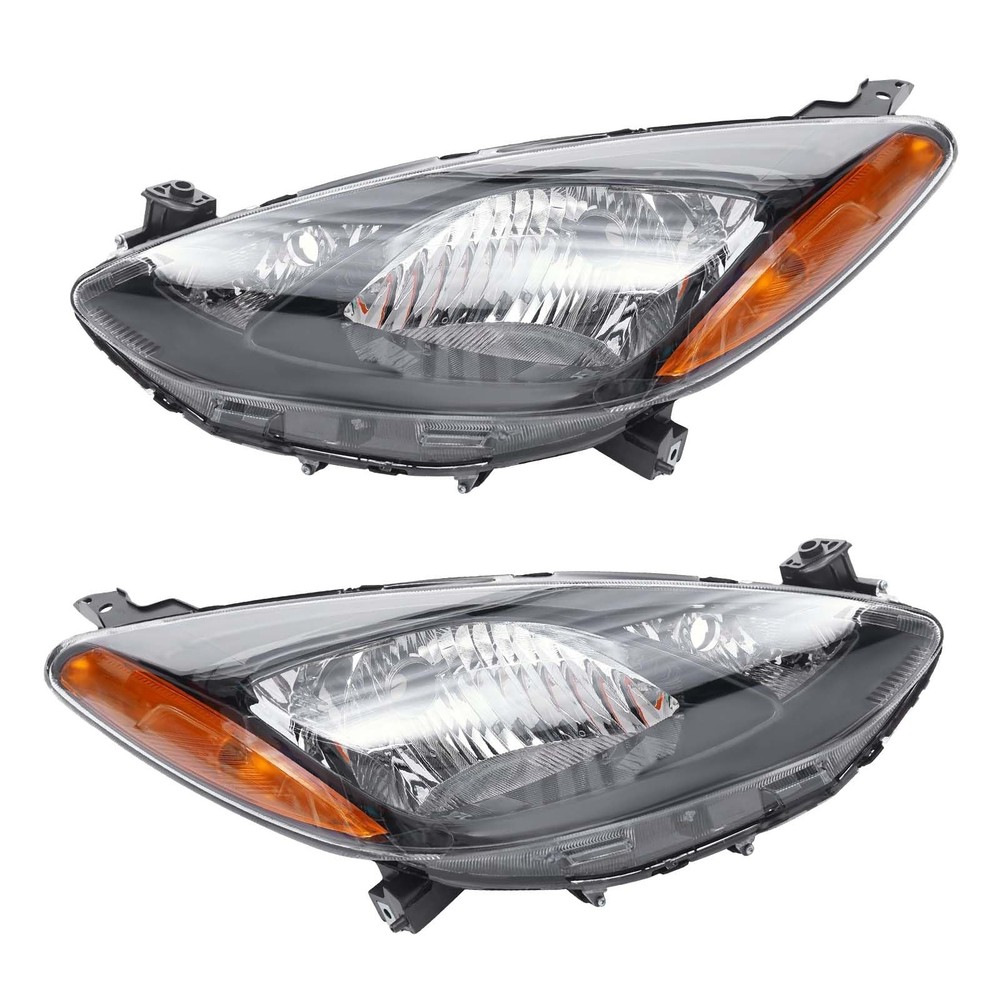 Halogen Headlights Assembly for 2011-2014 Mazda 2 Driver and Passenger Side