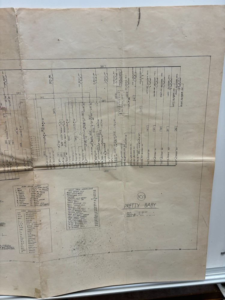 ORIGINAL-WILLIAMS-PRETTY BABY-PINBALL-SCHEMATICS