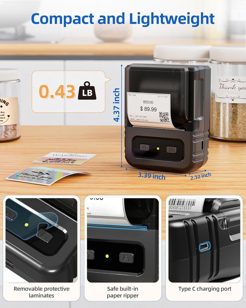 Phomemo M102 Label Maker - Bluetooth Label Printer Thermal Label Maker Machine