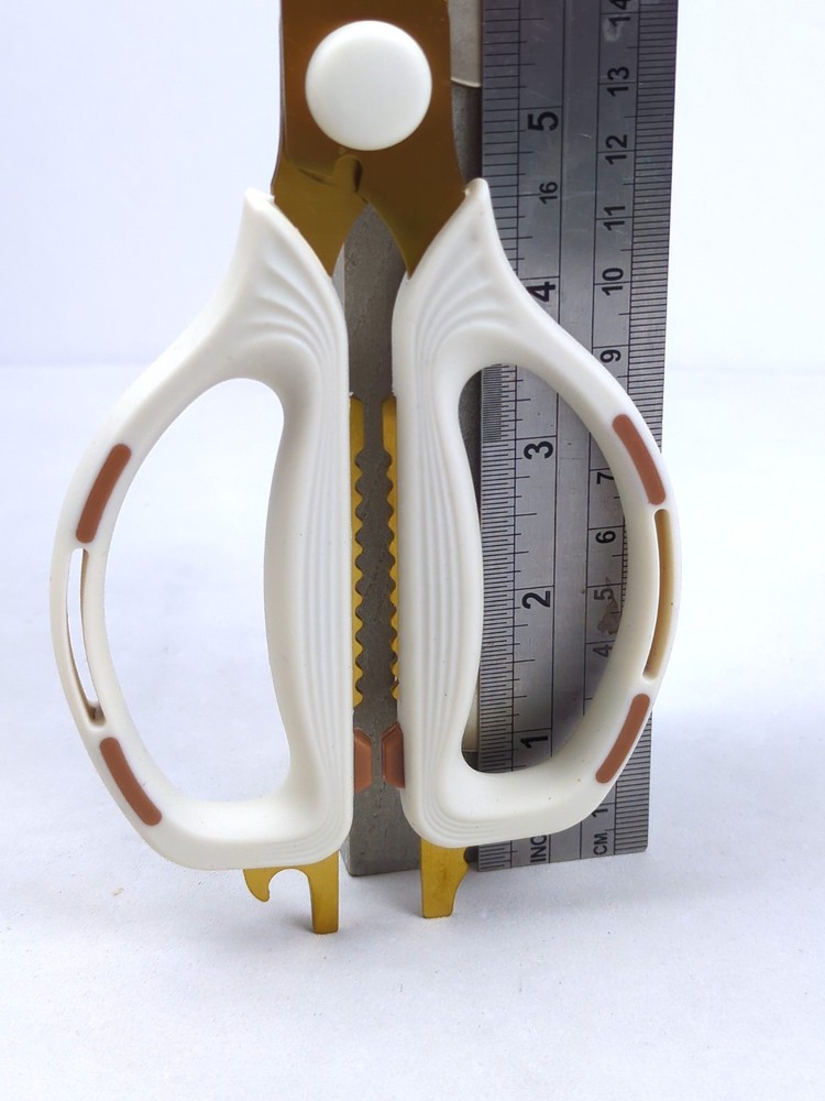 Multi-Function KITCHEN SCISSORS/SHEARS, Heavy Duty, JUMBO Size, WHITE & GOLD