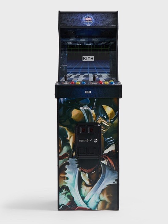 KITH FOR ARCADE1UP MARVEL VS CAPCOM 2 ARCADE W/ STOOL & GAMES IN HAND