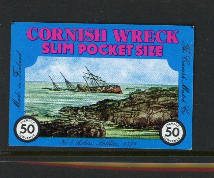 Cornish Wreck Slim Pocket Size Ashai Match Box Label