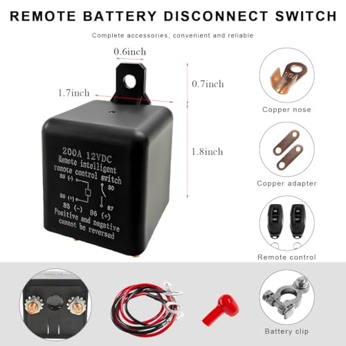 Remote Battery Disconnect Switch, 12V Top Post Negative Cut Off Switch with 2