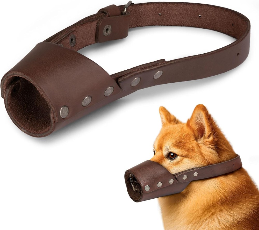 Leather Dog Muzzle Guard Handmade from Full Grain Leather Secure Training Cover