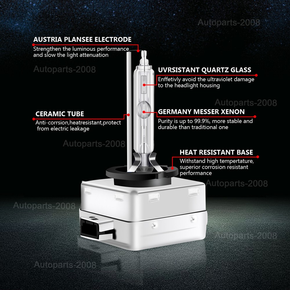 2X D1S D1R HID Headlight Light Replacement Bulbs 5000K 6000K 8000K 10000K