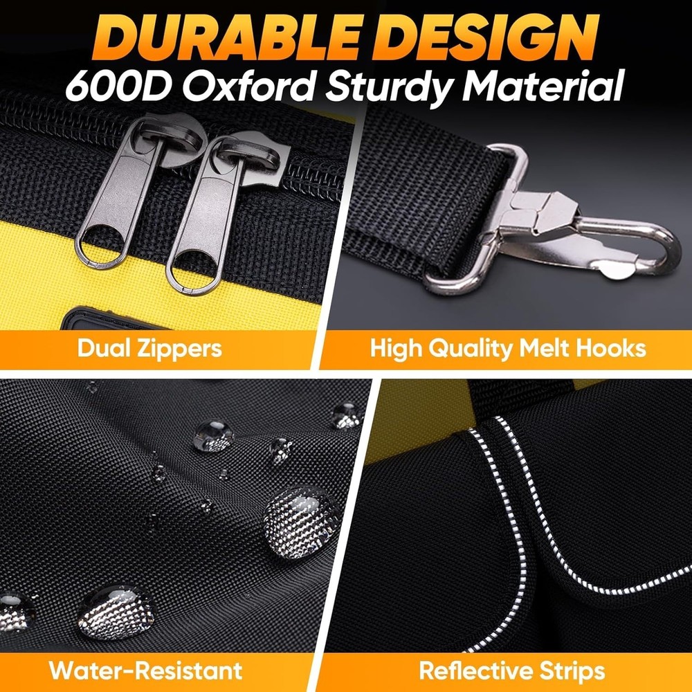 Portable Tool Bag with Ergonomic Handle & Reflective Strips – 12" Standard Base