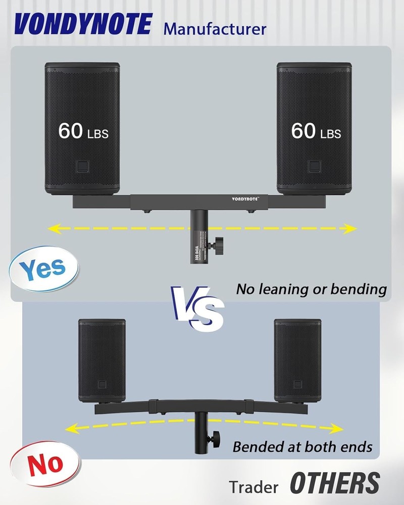 Set of 2 Dual Speaker Mount Bar Mounting Fork Bracket Speaker Pole Width...