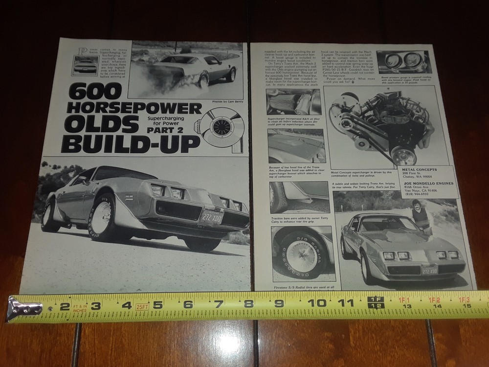JOE MONDELLO OLDS 455 TRANS AM ORIGINAL 1985 ARTICLE