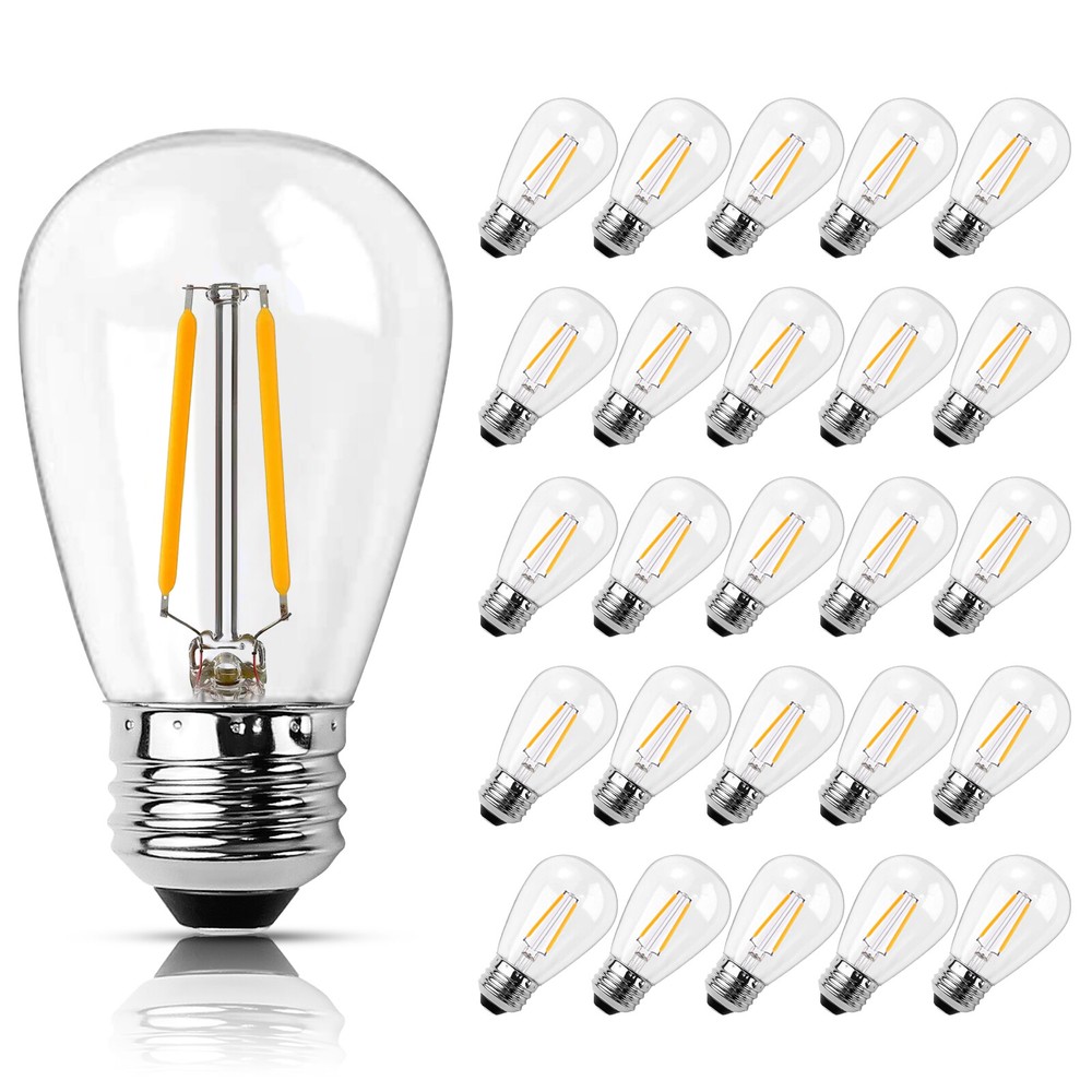 LED bulbs S14 E26 Outdoor Edison lights 2W (25Pack)for String Light Replacement