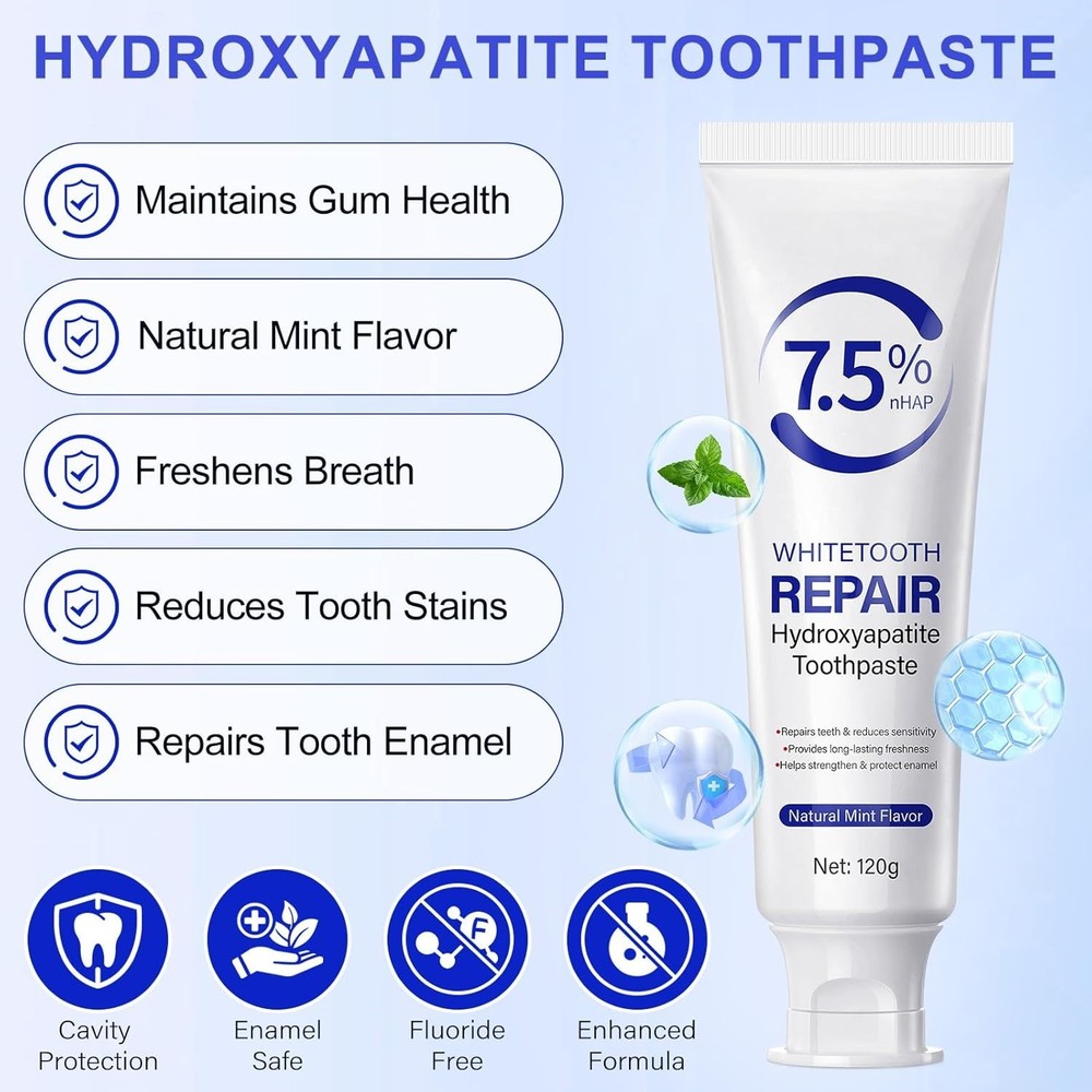 7.5% Hydroxyapatite Toothpaste, Toothpaste for Advanced Enamel Protection, Ge...