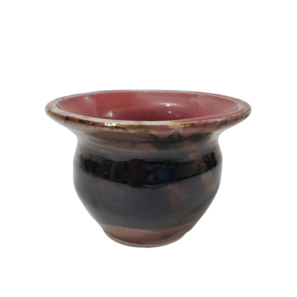 Signed Studio Art Pottery Drip Glaze Planter Flowerpot Hand Crafted