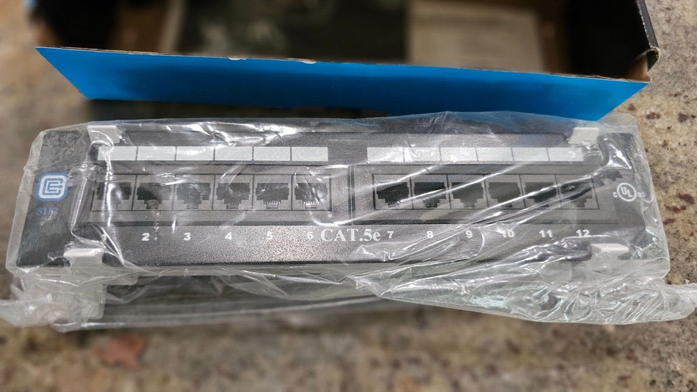 CE Tech 637426 Cat 5e Mini 12 Port Patch Panel with 89D Mounting Bracket