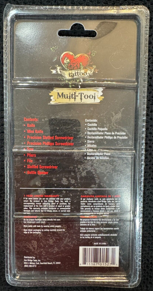 Iron Bridge Tools - Tattoo 9 in 1 Multi Tool - Peace design - New in Packaging