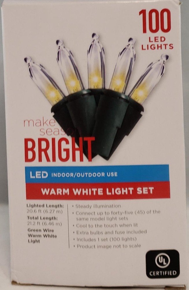 100 LED Light Make Season Bright LED Warm White Light Set