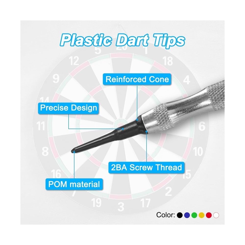PATIKIL Plastic Dart Tips 2BA Thread Soft Dart Tips Plastic Tip Soft Tip Dart...