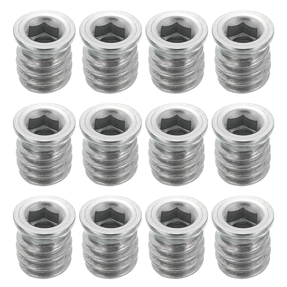 12Pcs Threaded Inserts Nuts, M5x12mm Hex Socket Drive Nut Inserts for Wood