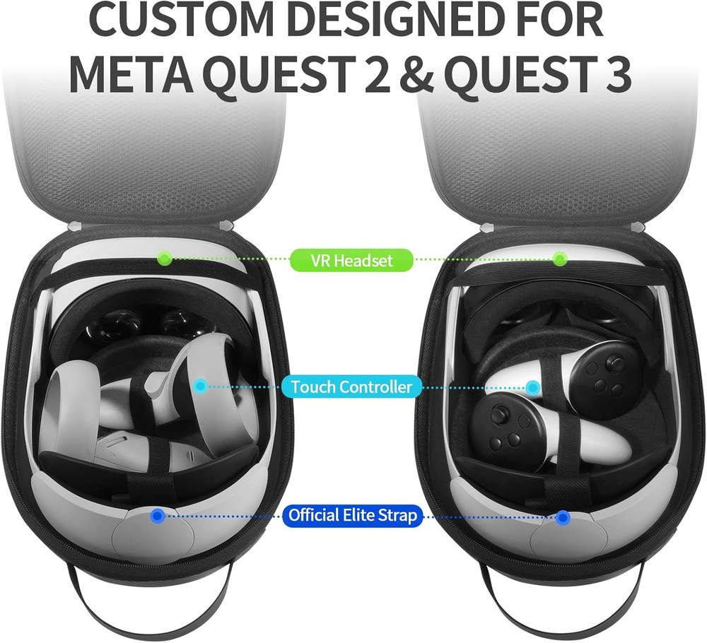 sarlar Carrying Case for Meta Quest 3S/Quest 3/Quest 2 VR Headset, Controller, O