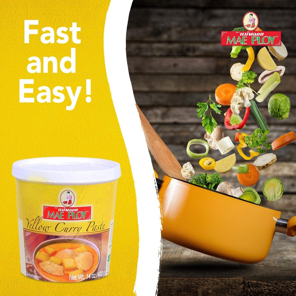 Mae Ploy Thai Yellow Curry Paste for Restaurant-Quality Curries Aromatic Blend
