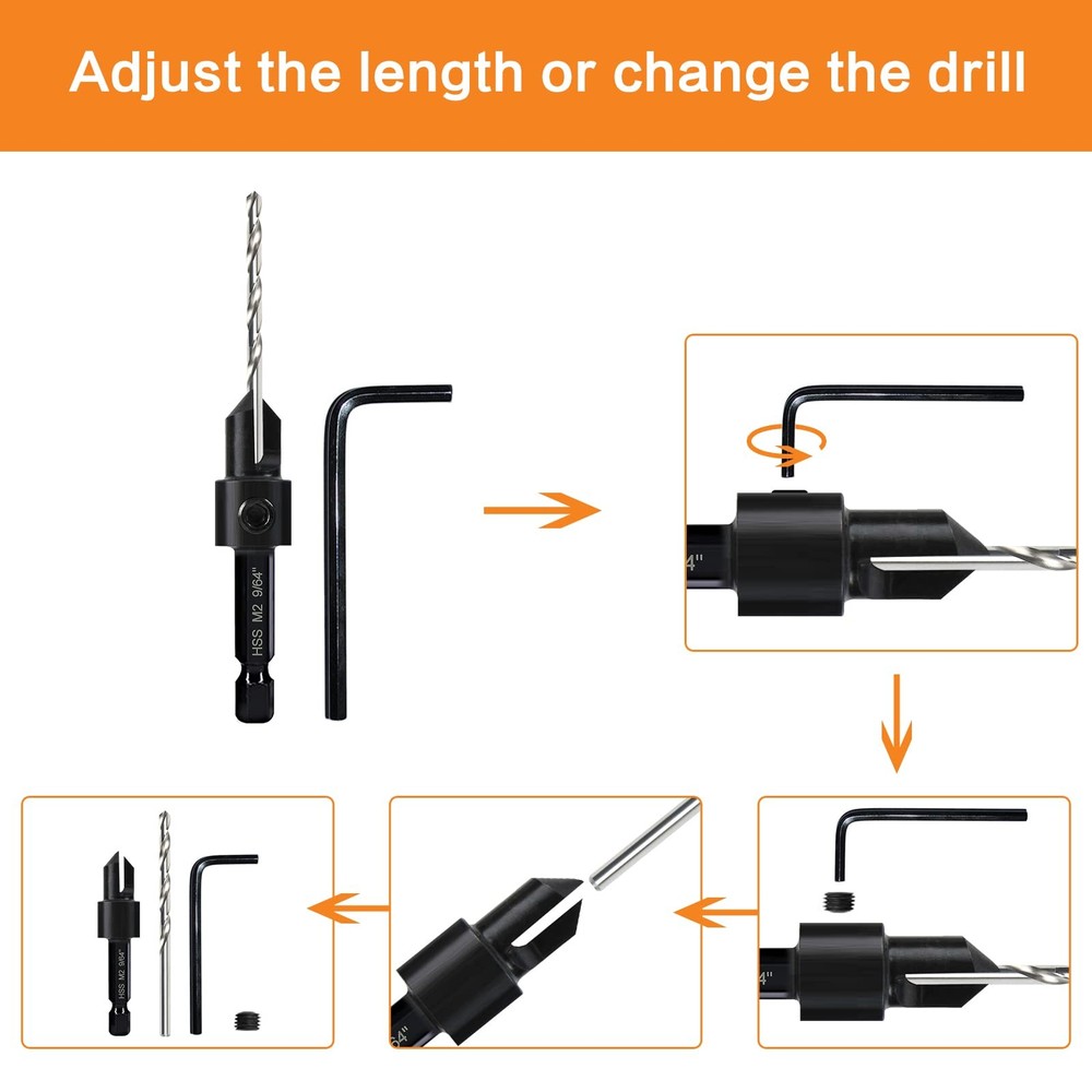 3 Pack Countersink Drill Bit Set #10#12#16, 3 Bits