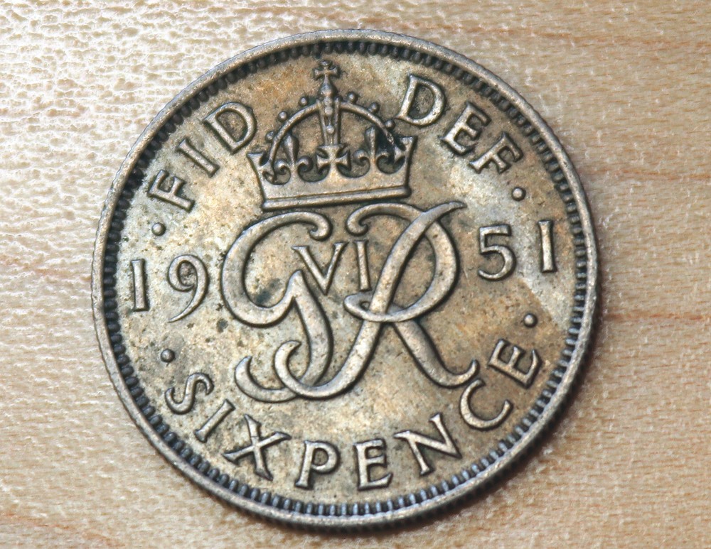 1951 Great Britain 6 Pence Wedding Coin