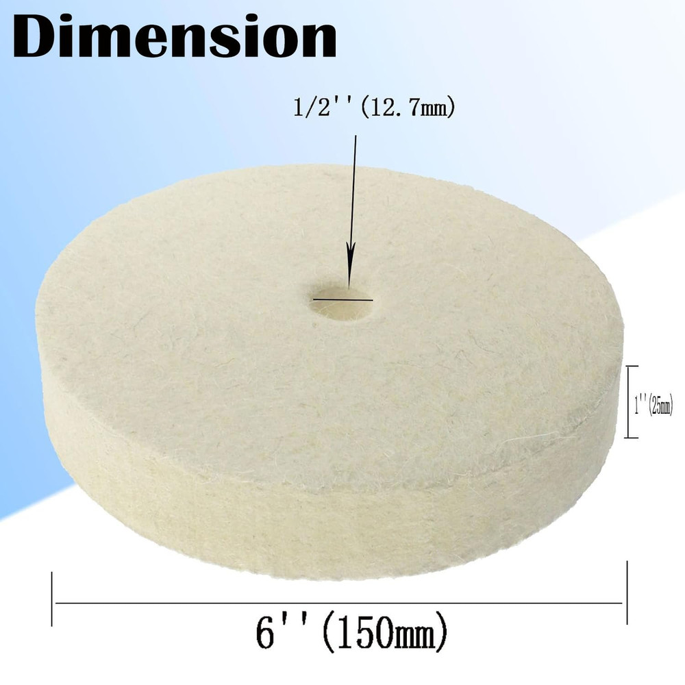 6 Wool Felt Buffing Wheel - 1/2 Arbor Hard Felt Buffing Polishing Wheels
