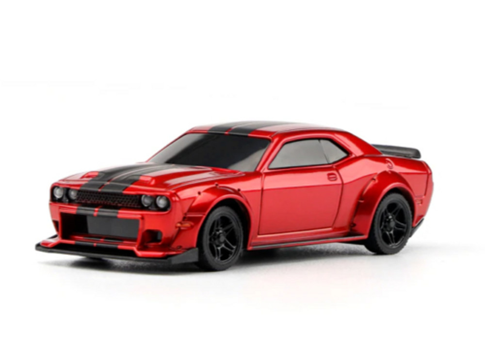 RC 1/76 Micro Car DODGE CHALLENGER SRT Hellcat w/ LED Lights -RED-