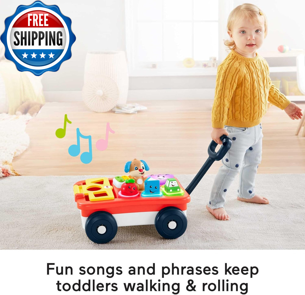Baby & Toddler Toy Laugh & Learn Pull & Play Learning Wagon Musical Pull...