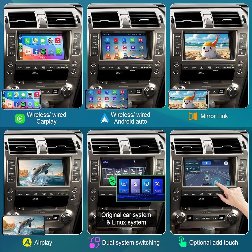 Wireless CarPlay Android Auto Module Interface Kit for Lexus GX460 2014-2021