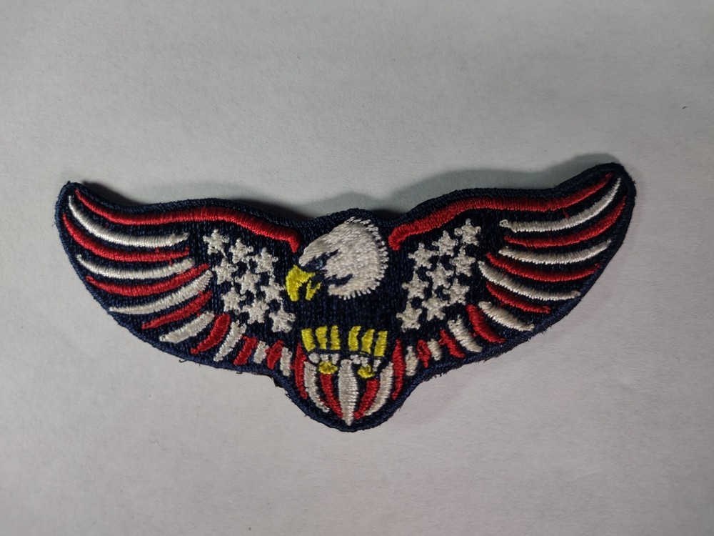 USA Eagle Wings Embroidered Patch Patriotic Hook & Loop Back