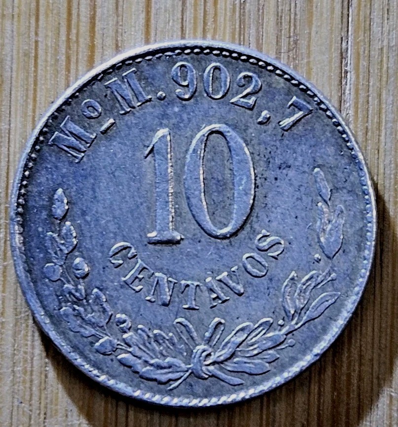 1904 Mo M Mexico 10 Centavos Silver Coin