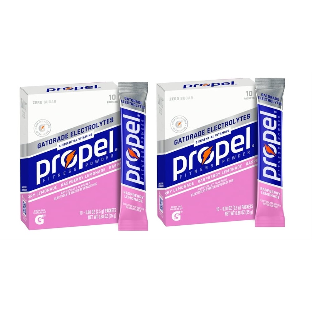 Propel Electrolyte Powder Packets, Raspberry Lemonade, 2 Pack-10 Counts EXMAY25
