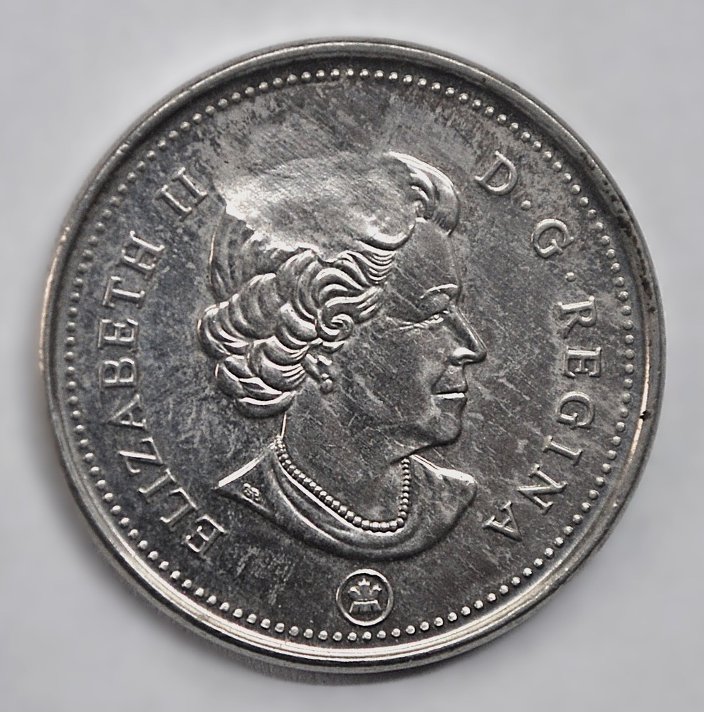 2019 Canada 5 cents - Struck through grease Error