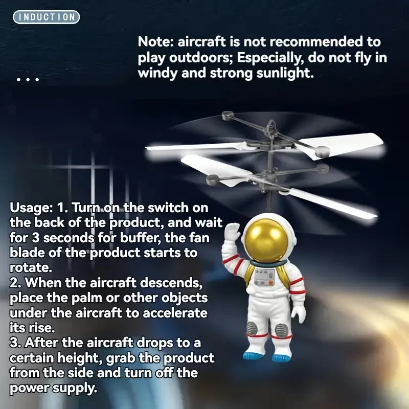 Astronaut-Themed Illuminated Flying Craft Toy - Cool Glowing Sensor-Controlled H