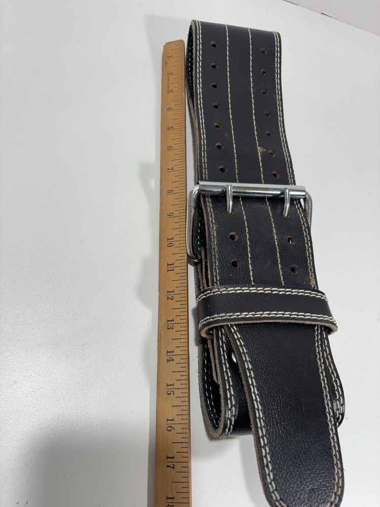 Weight Lifting Workout Belt Black Leather Size Small