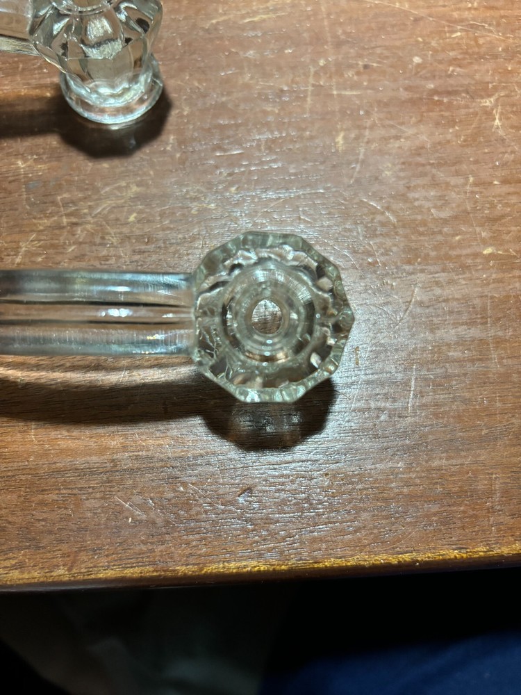 6 Vintage Glass Clear Cabinet Kitchen Pull Handles