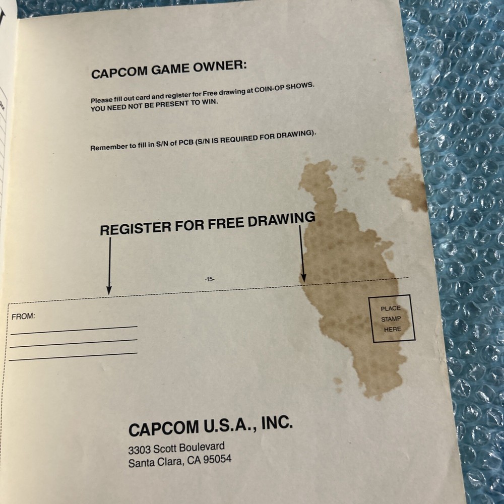 original WILLOW CAPCOM arcade video game owners manual