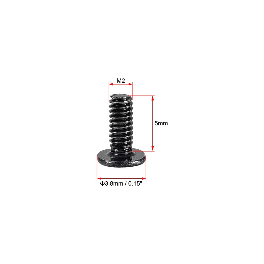 50pcs M2 x 5mm Laptop Notebook Computer Screws Phillips Head Screw Black