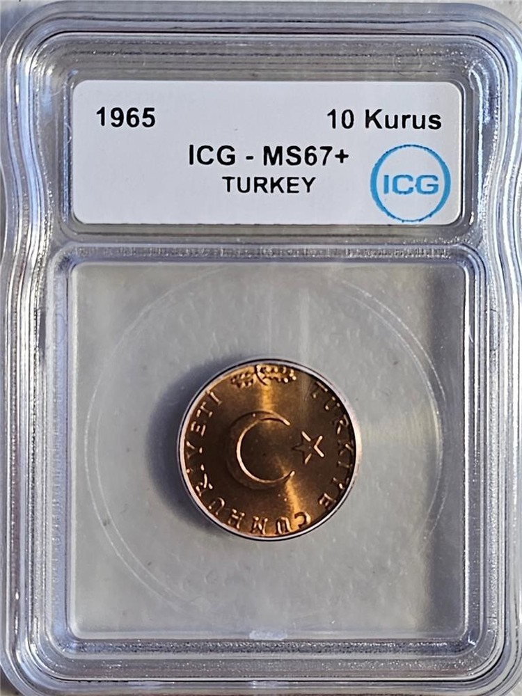 Turkey 10 Kurus 1965 ICG MS 67+
