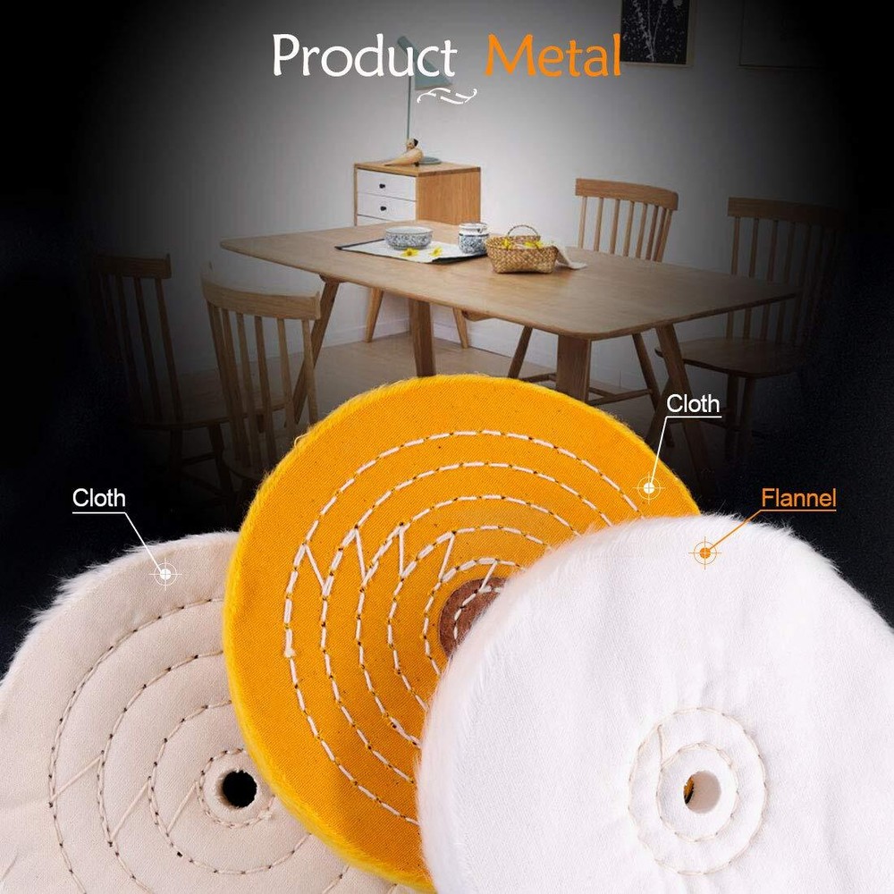 6 Piece Buffing and Polishing Kit Includes Assorted 6 Inch with 1/2 Arbor Hole