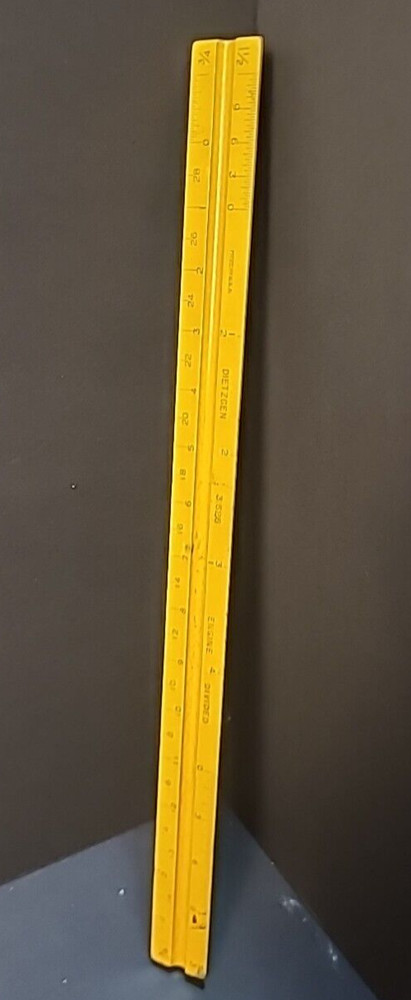 Triangular Ruler Vintage Wood Dietzgen 31626 Architect 12”  U.S. STD