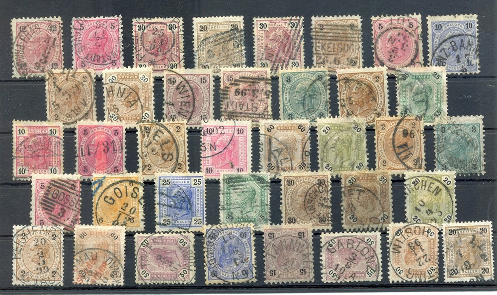 AUSTRIA 1890 ca. 38 ST.-- UNSORTED FOR TYPES / POSTMARKS -USED F/VF - -@16
