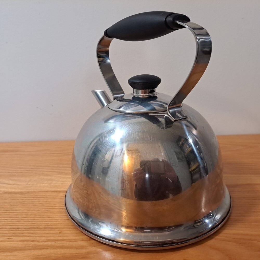 Farberware Stainless Steel Tea Kettle Silver 2 Quart Black Handles