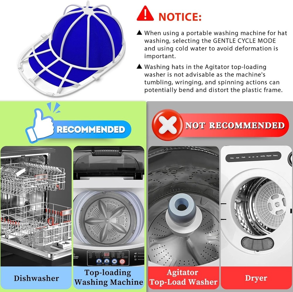 White Hat Washer Cage Set: 4 Pack for All Ages, Machine Safe & Convenient