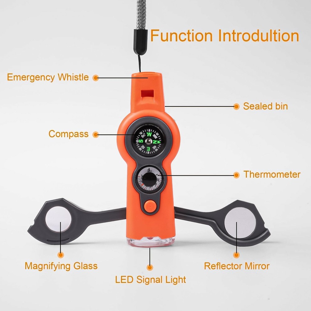 Emergency Survival Function Whistle, Outdoor Multifunctional Tool Safety Whis...
