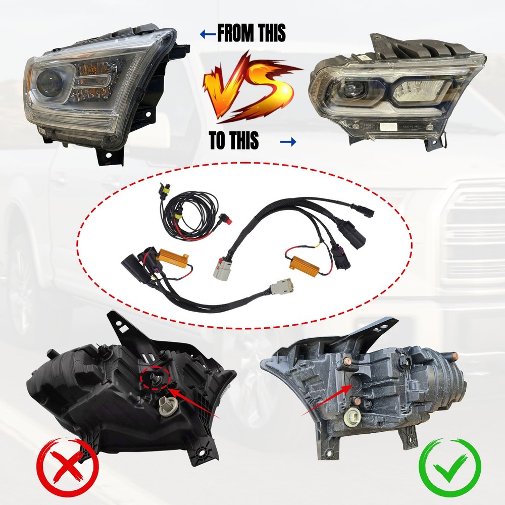 For Dodge Durango 2014+ Base To 2021 + Premium Led Headlight Conversion Cables
