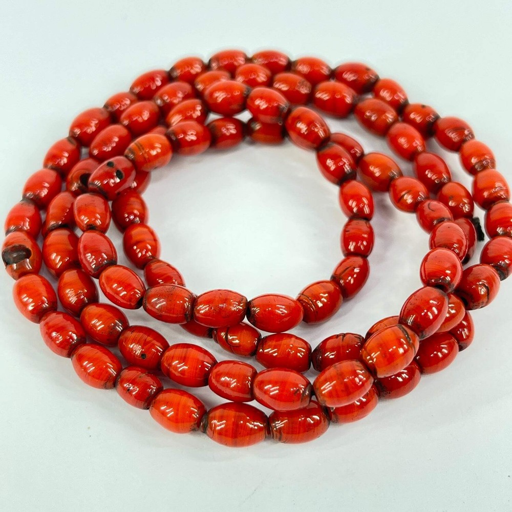 Bohemian Tiny Oval Red Trade Beads