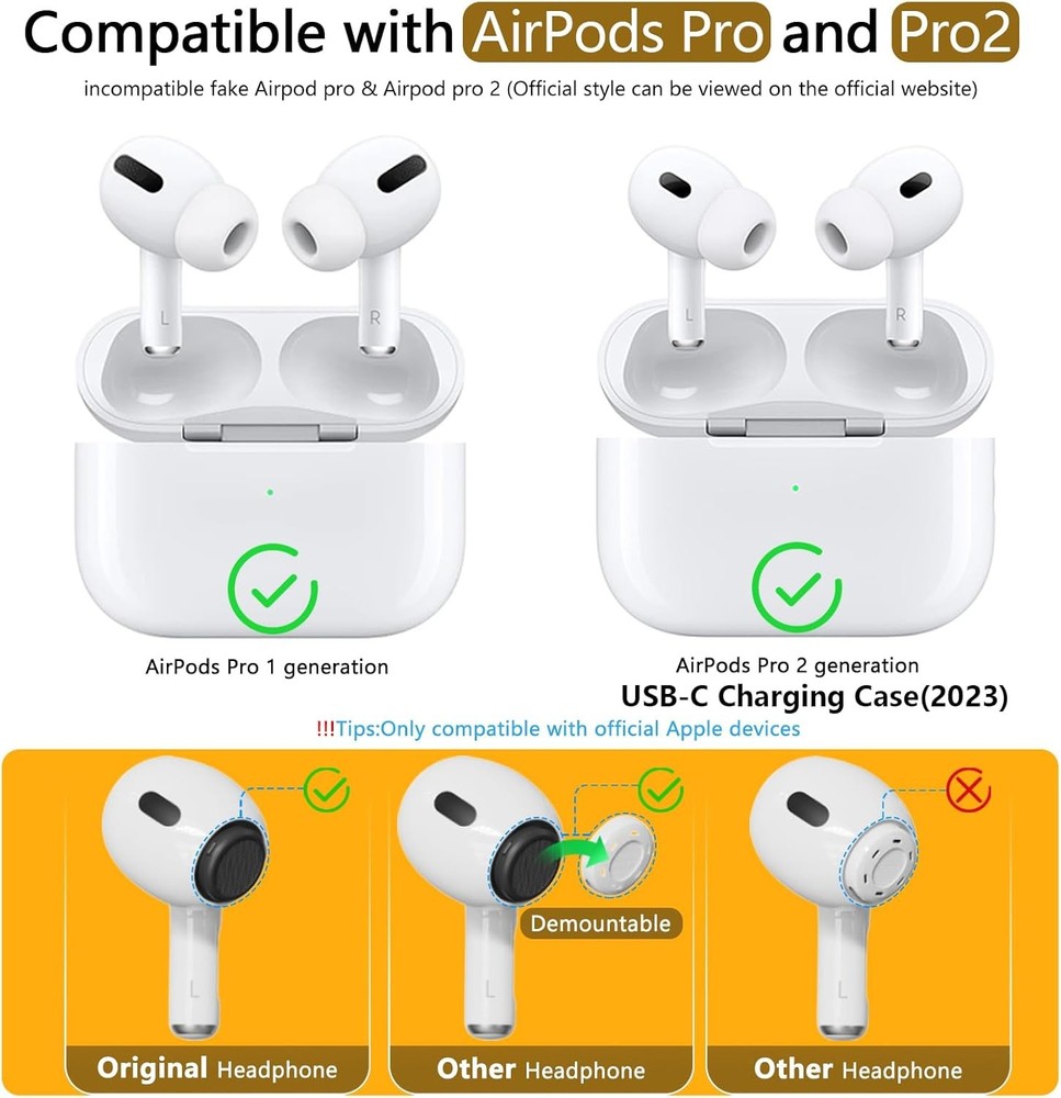 Memory Foam Replacement Ear Tips Compatible with AirPods Pro 2nd/1st Generation