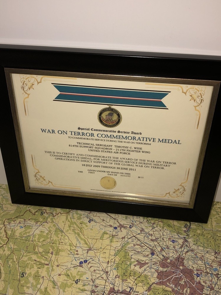 SCSA - WAR ON TERROR COMMEMORATIVE MEDAL CERTIFICATE ~ Type 1