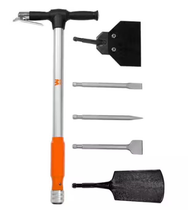 5-in-1 Pneumatic Multi-Function Tool W/ Scraper Shovel & Chisel Attachments